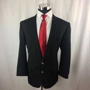 Hart Schaffner Mens 42S Blazer Black Gold 2 Button